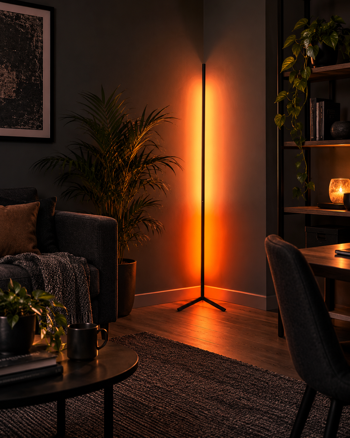 RGB Corner Lamp with Remote Control — room setting