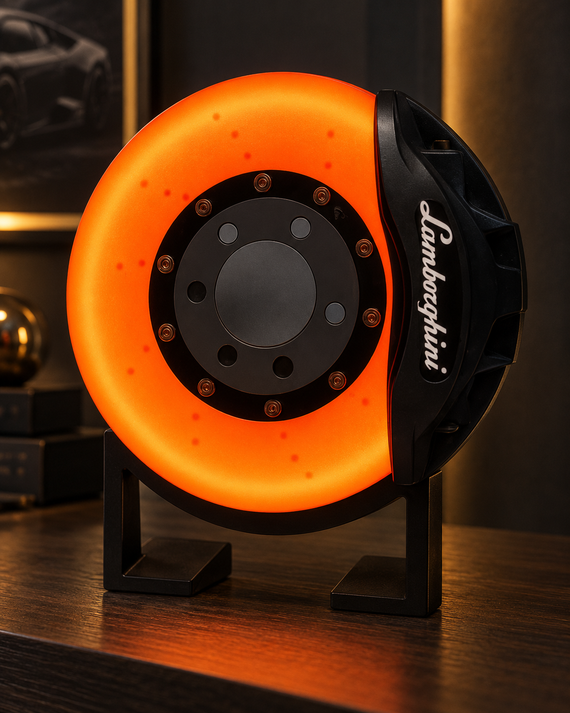 Lambo-Style Brake Disc LED Lamp — detail view