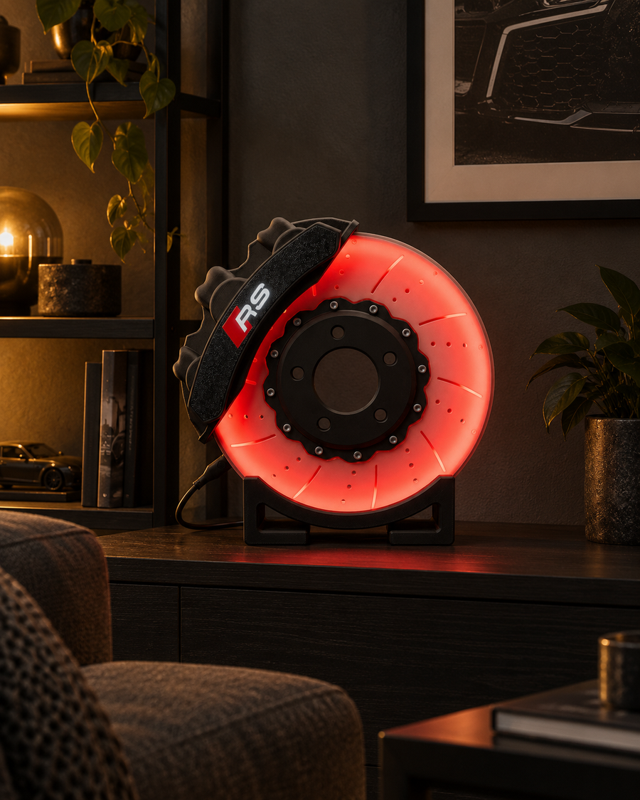 RS6-Inspired Brake Disc LED Lamp — room setting