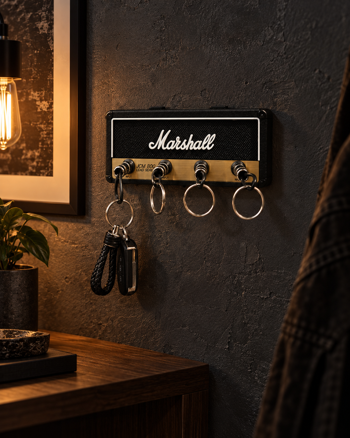 Amplifier-Style Wall Key Holder — room setting