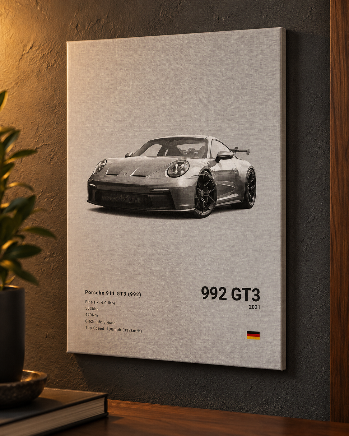 992 GT3 Canvas Print — styled product view 3