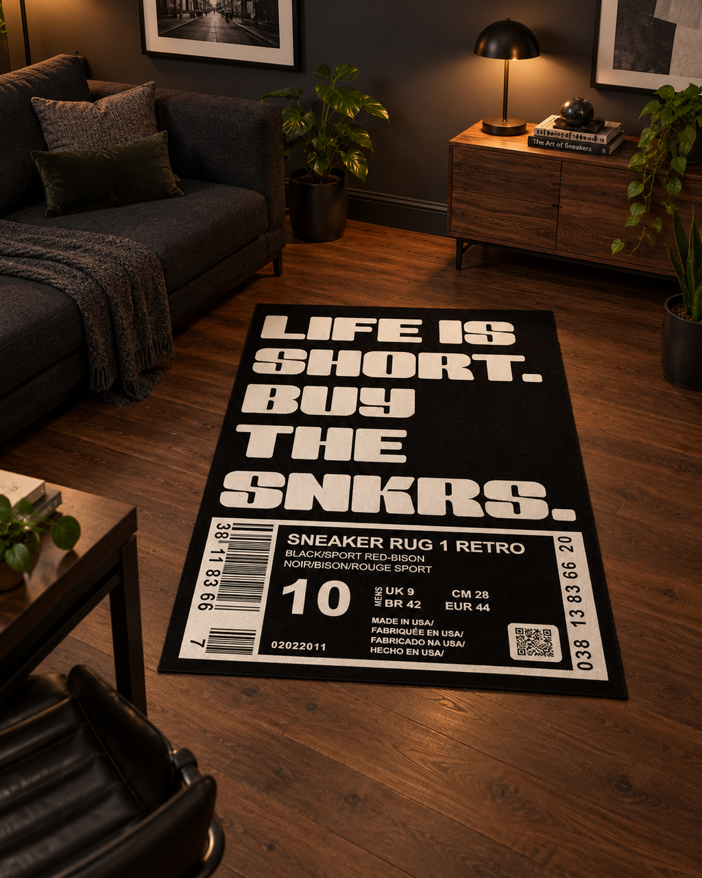 Sneaker Tag Statement Rug — styled product view 2