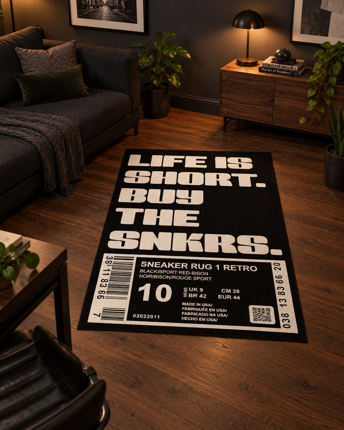Sneaker Tag Statement Rug — styled product view 2