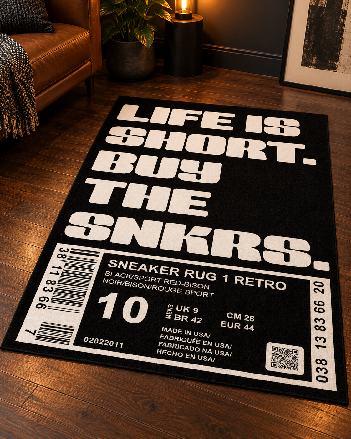Sneaker Tag Statement Rug — styled product view 3