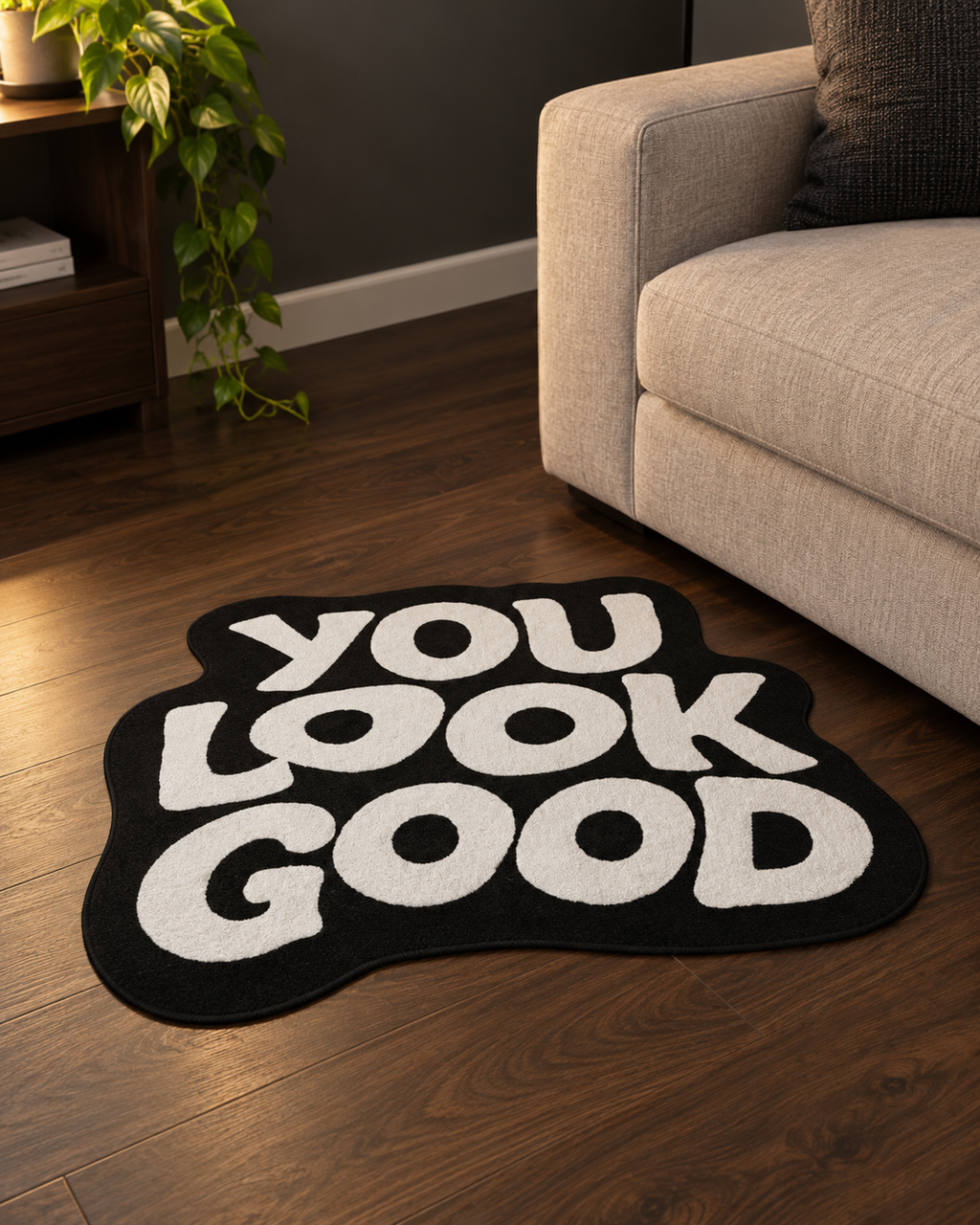 You Look Good Printed Rug — styled product view 2