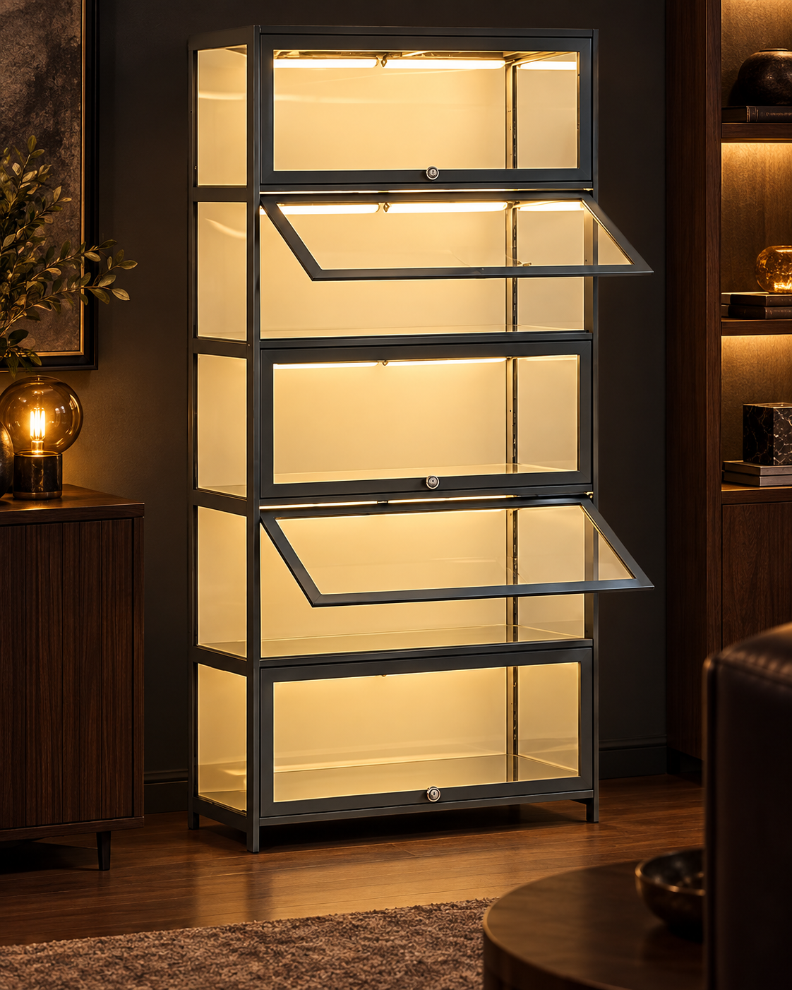 Grey Curio Display Cabinet — styled product view 3
