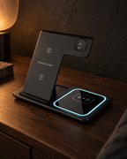 3-in-1 Ambient Charging Stand — styled in a dark room