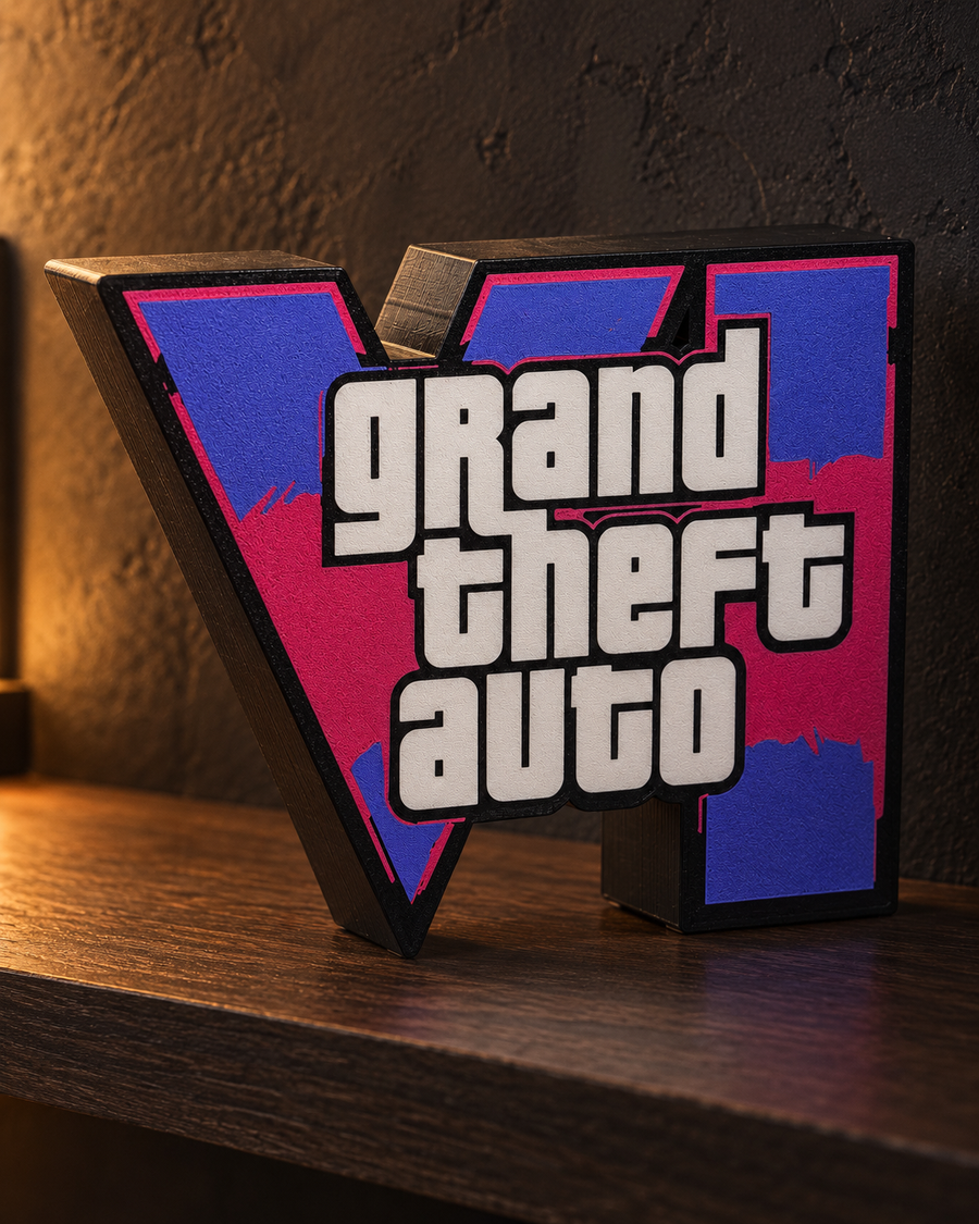 GTA VI-Inspired LED Lightbox — styled in a dark room
