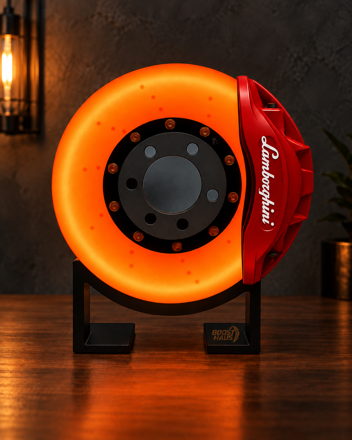 Lambo-Style Brake Disc LED Lamp — Red caliper colour preview