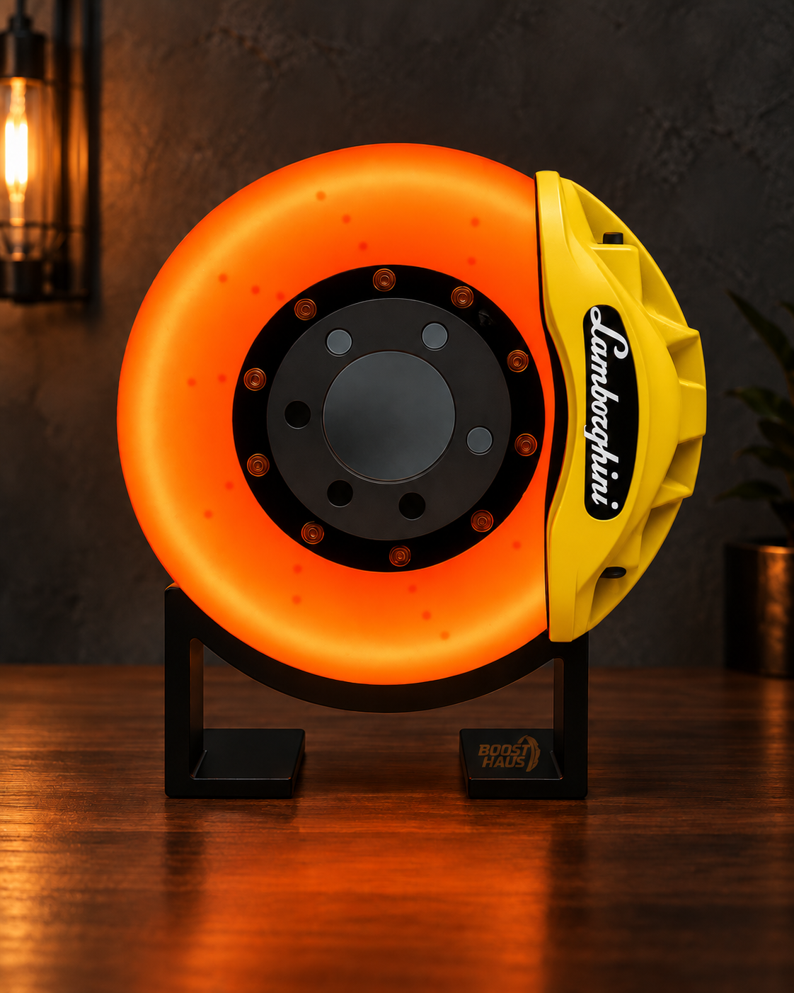 Lambo-Style Brake Disc LED Lamp — Yellow caliper colour preview